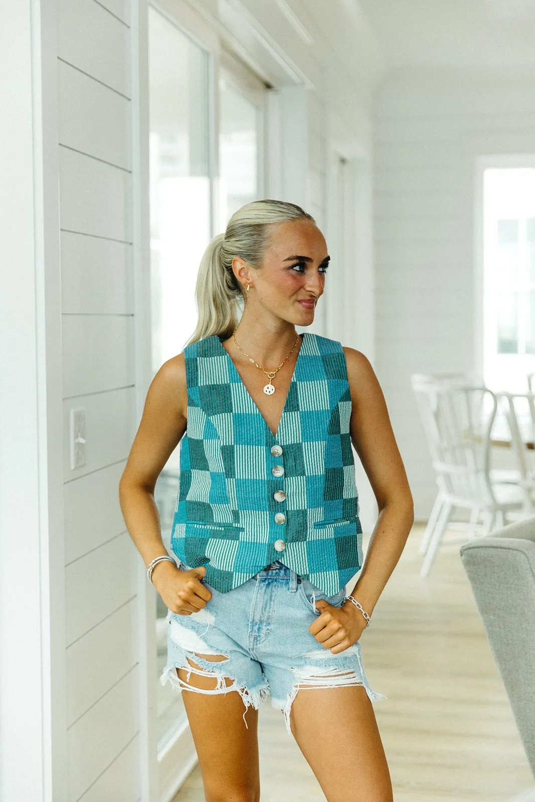 Patchwork Vest - Green