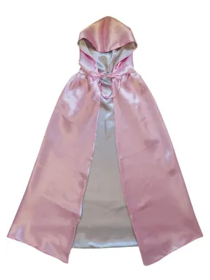 Pink & Silver Hooded Cape, Superhero or Princess Reversible Hooded Cloak