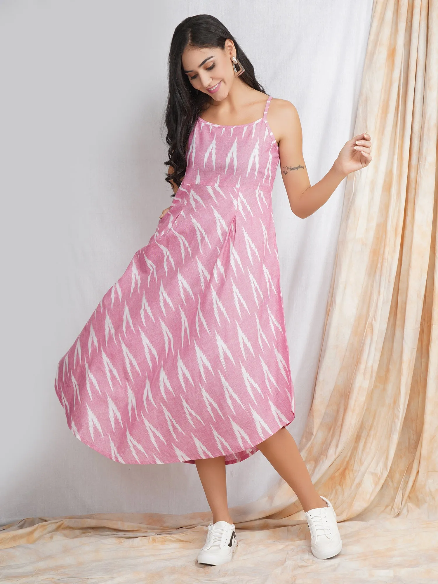 Pink Noodle Strap 'Lively' Cotton Dress