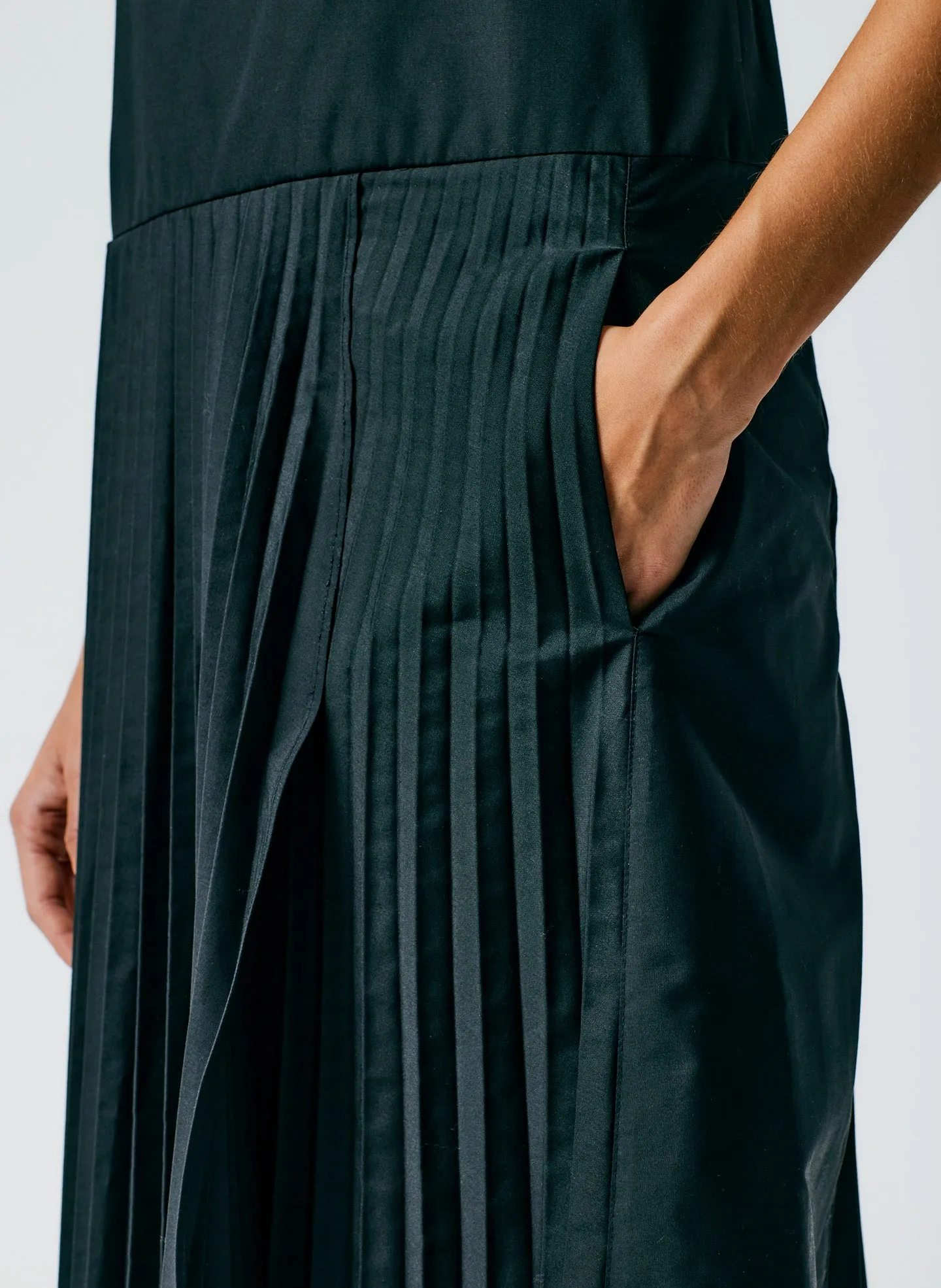 Pleated Cotton Strappy Dress