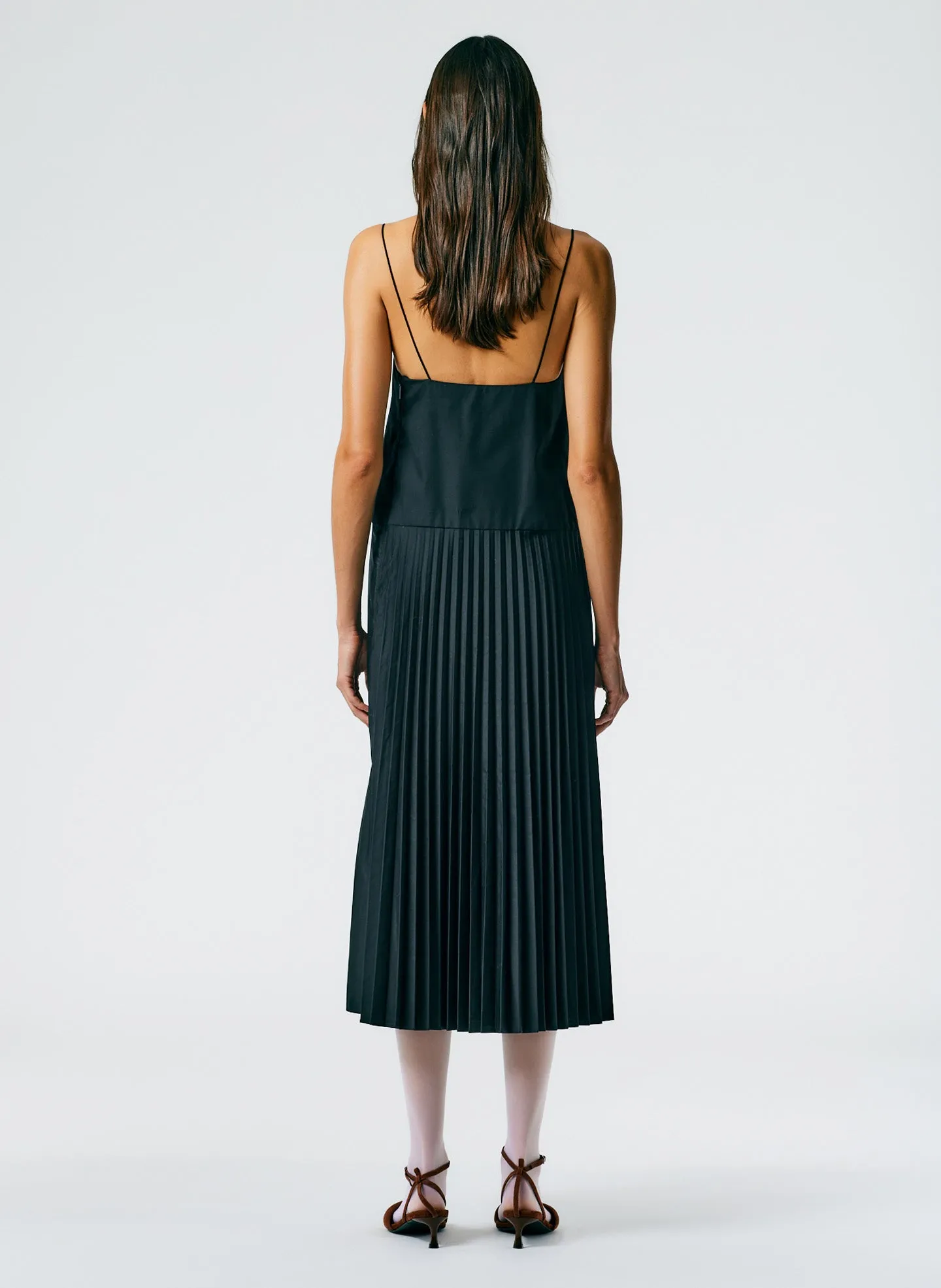 Pleated Cotton Strappy Dress