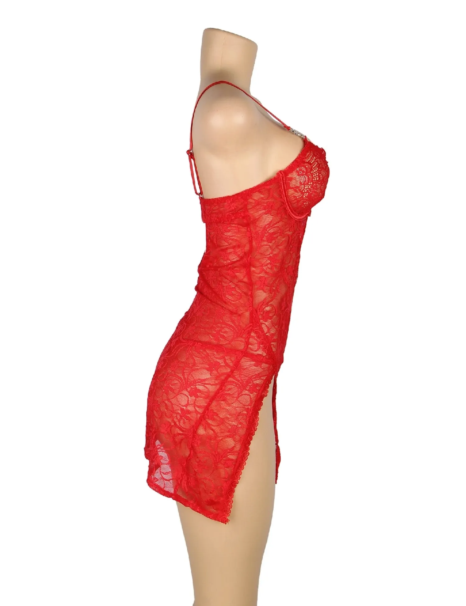 Plus Size Red & Black Lace With Underwire Adjustable Straps Babydoll Egypt