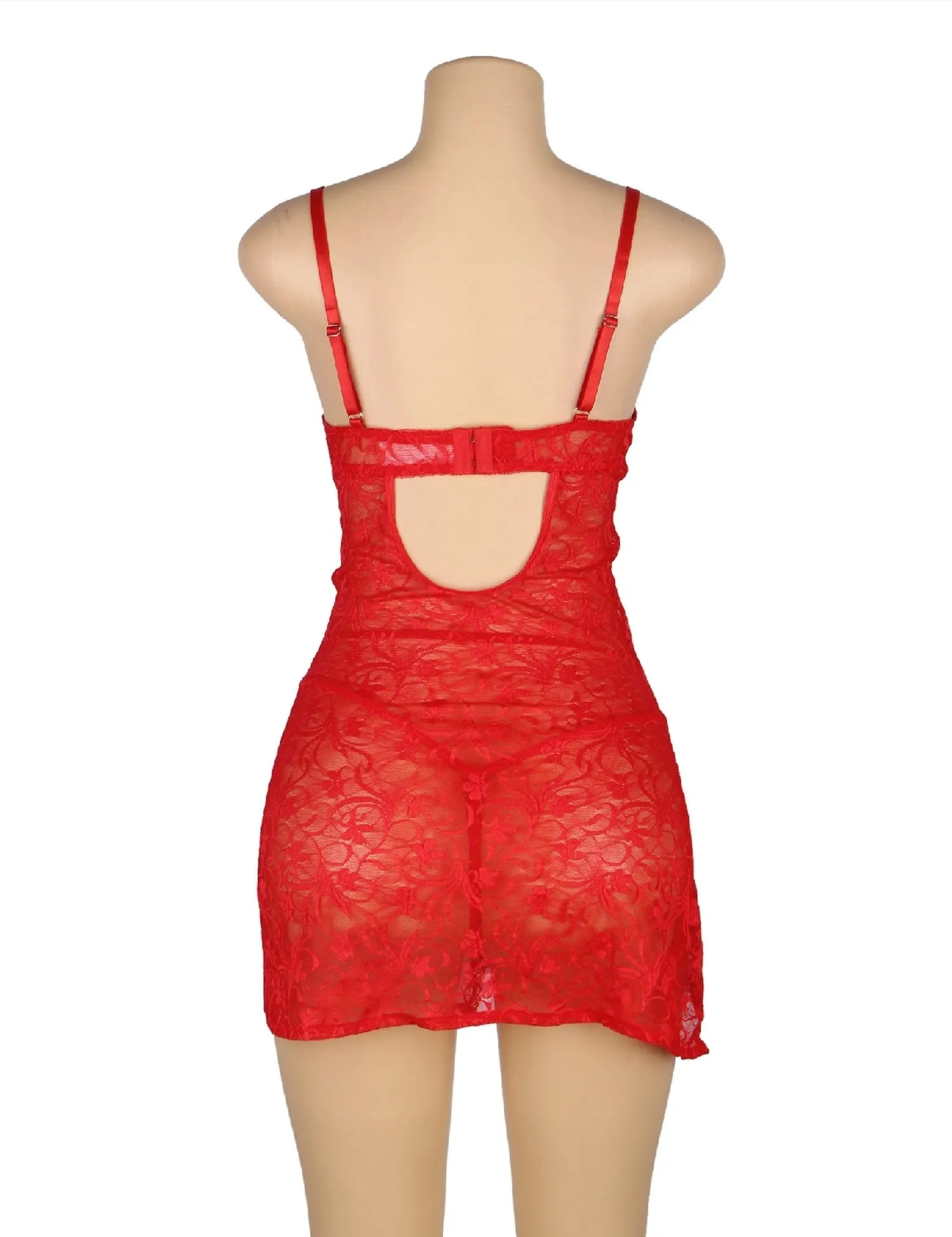 Plus Size Red & Black Lace With Underwire Adjustable Straps Babydoll Egypt