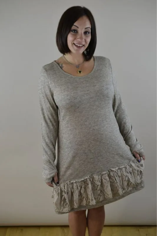 Pretty Angel Knit Ruffle Hem Dress and Matching Coverlet Top