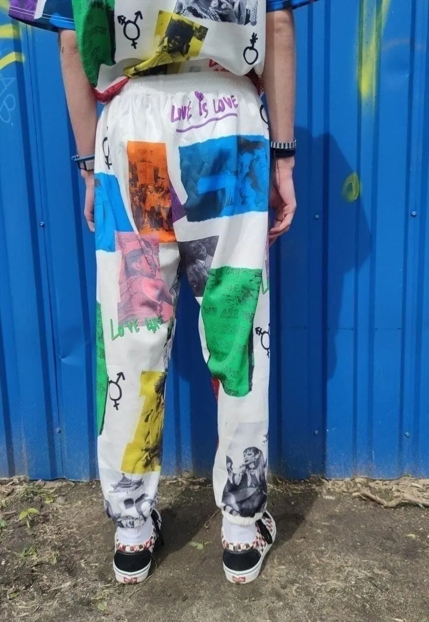 Pride joggers LGBT support Gay pants love overalls white