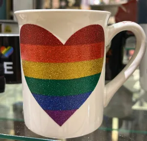 Rainbow Glitter Heart Mug