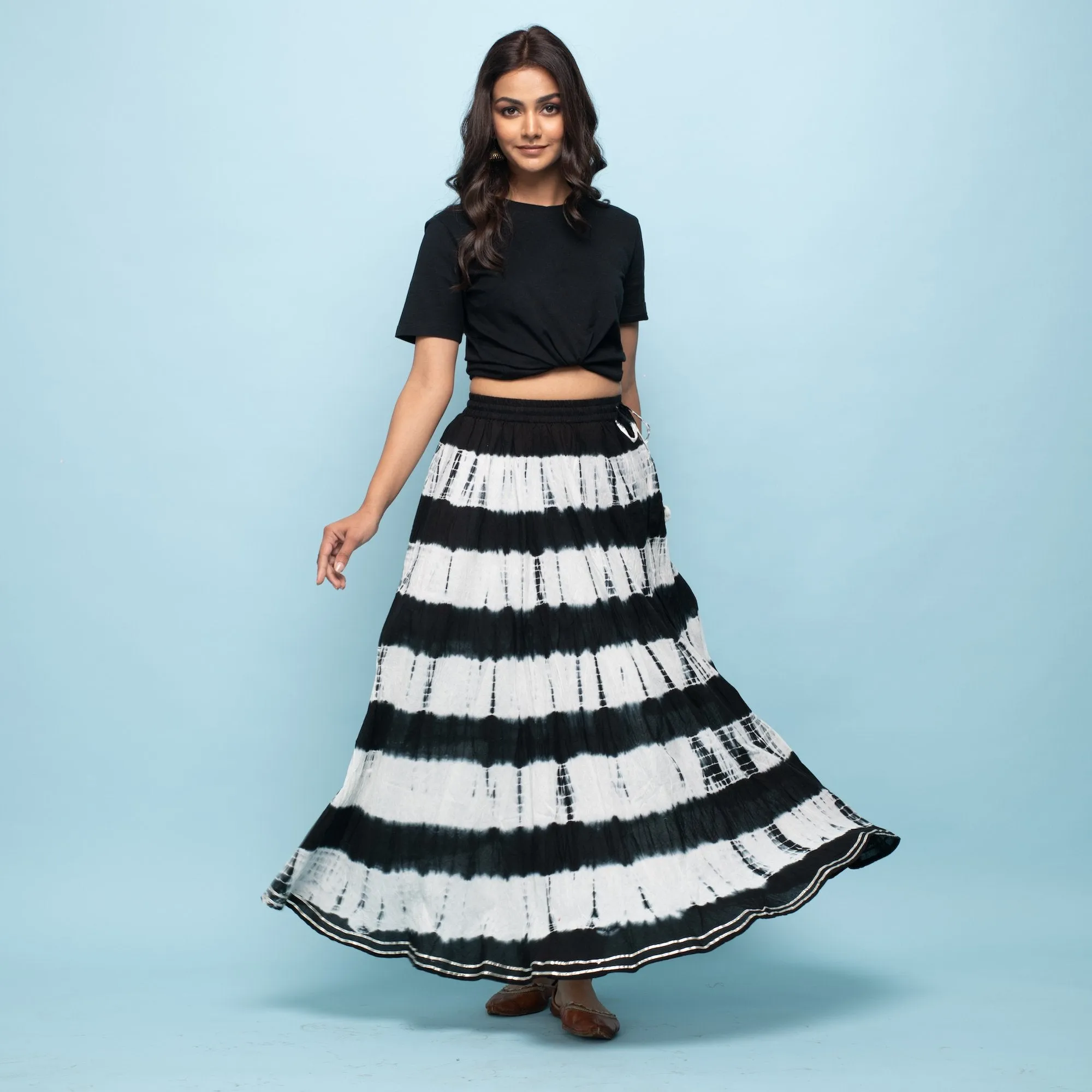 Rang Deep Women Black-Grey Long Tyi-dye Skirt Skirt