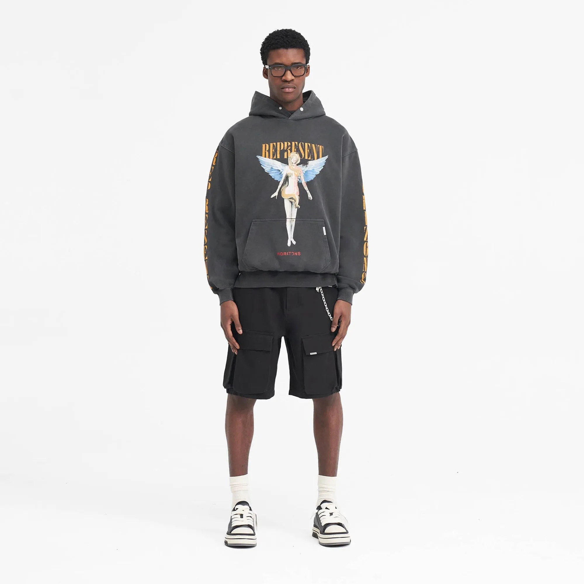 Represent | REBORN HOODIE  { AGED BLACK