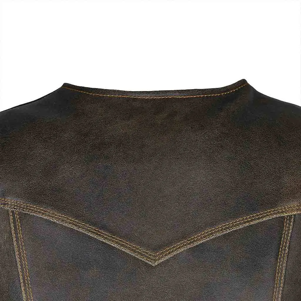 RIDERACT® Harley Distress Leather Vest Stud Closure