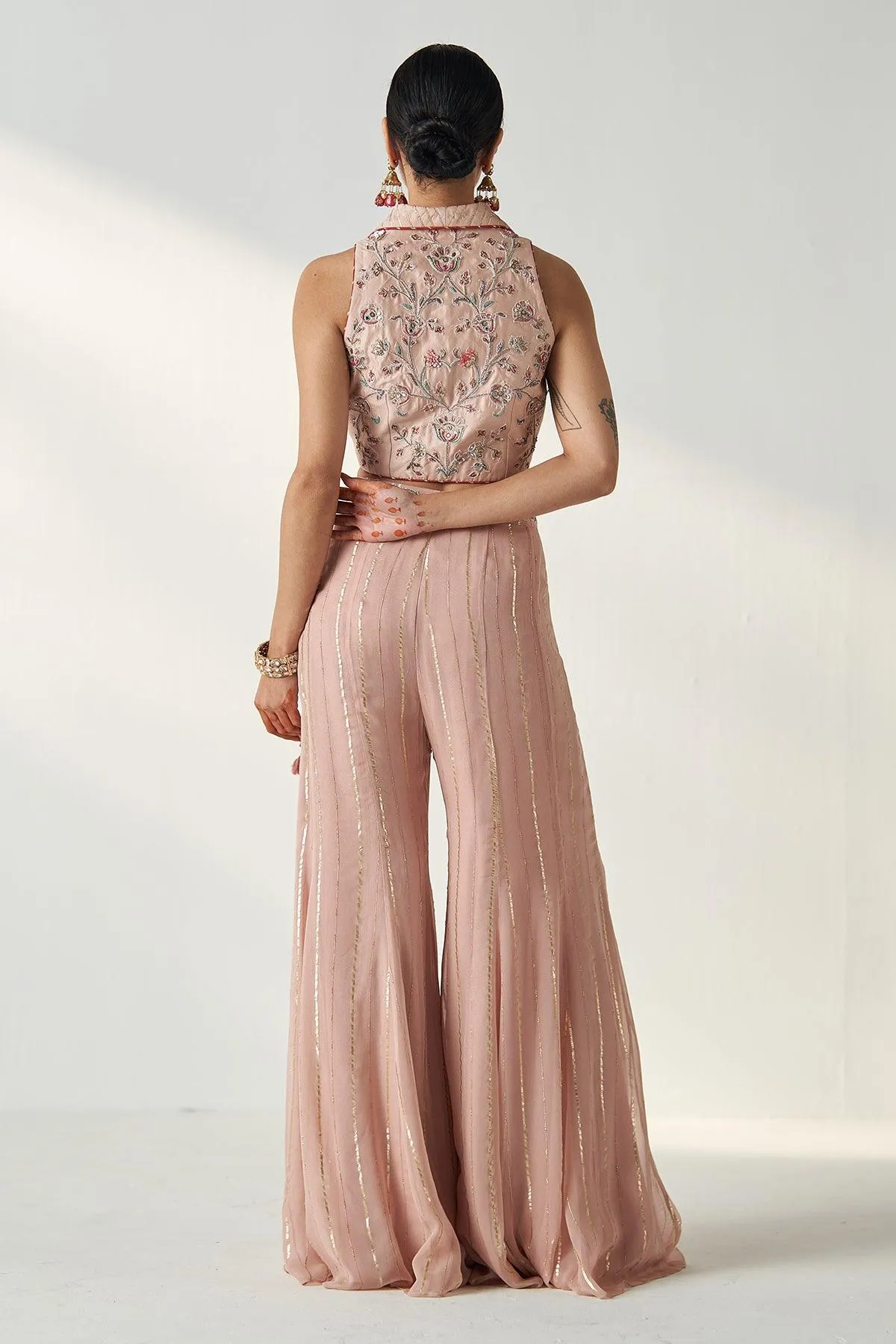 Ridhi Blush Pink Gilet Sharara Set