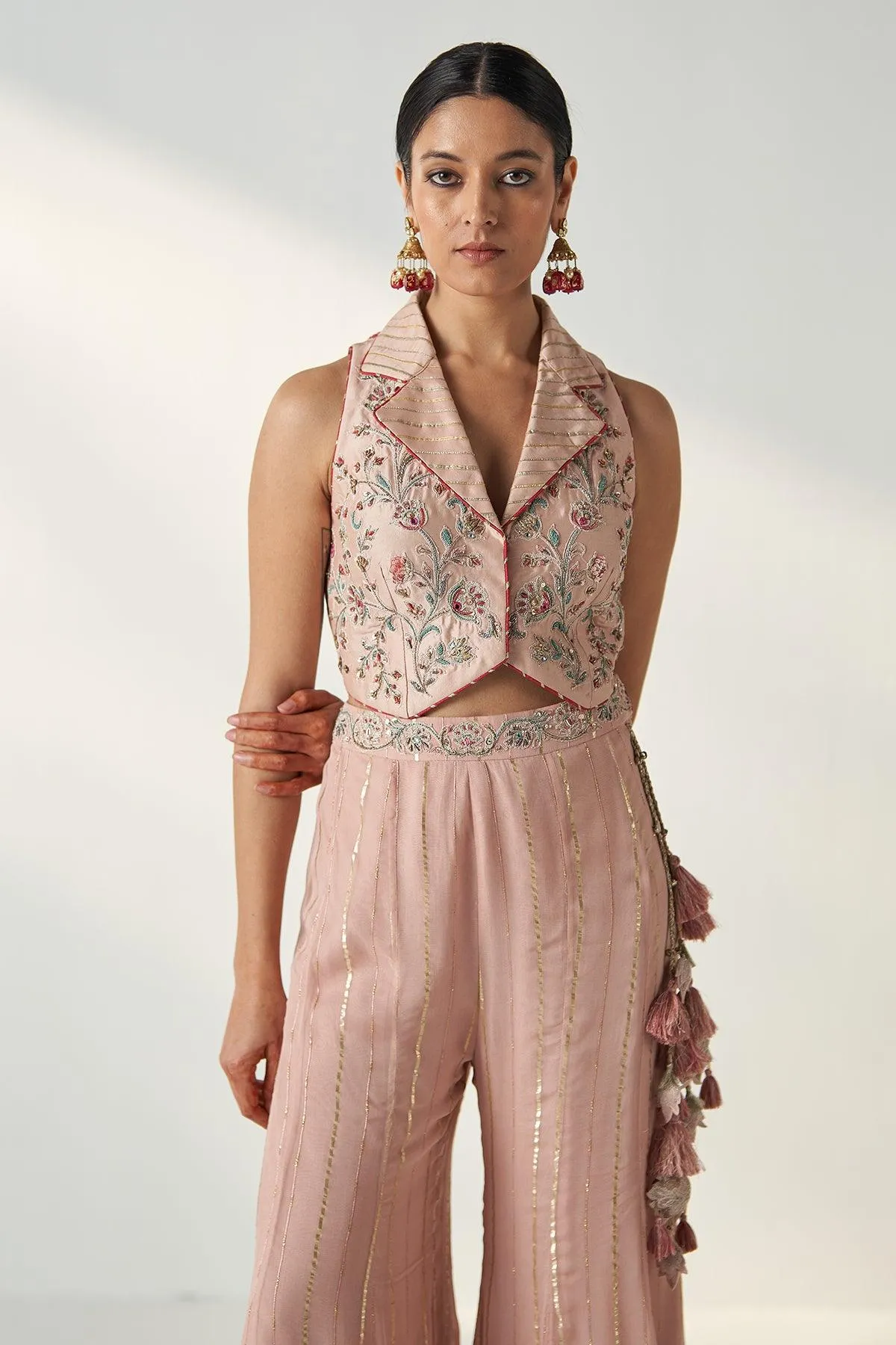 Ridhi Blush Pink Gilet Sharara Set