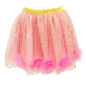 Rose Tutu Sparkle Skirt with Gold Elastic Waistband