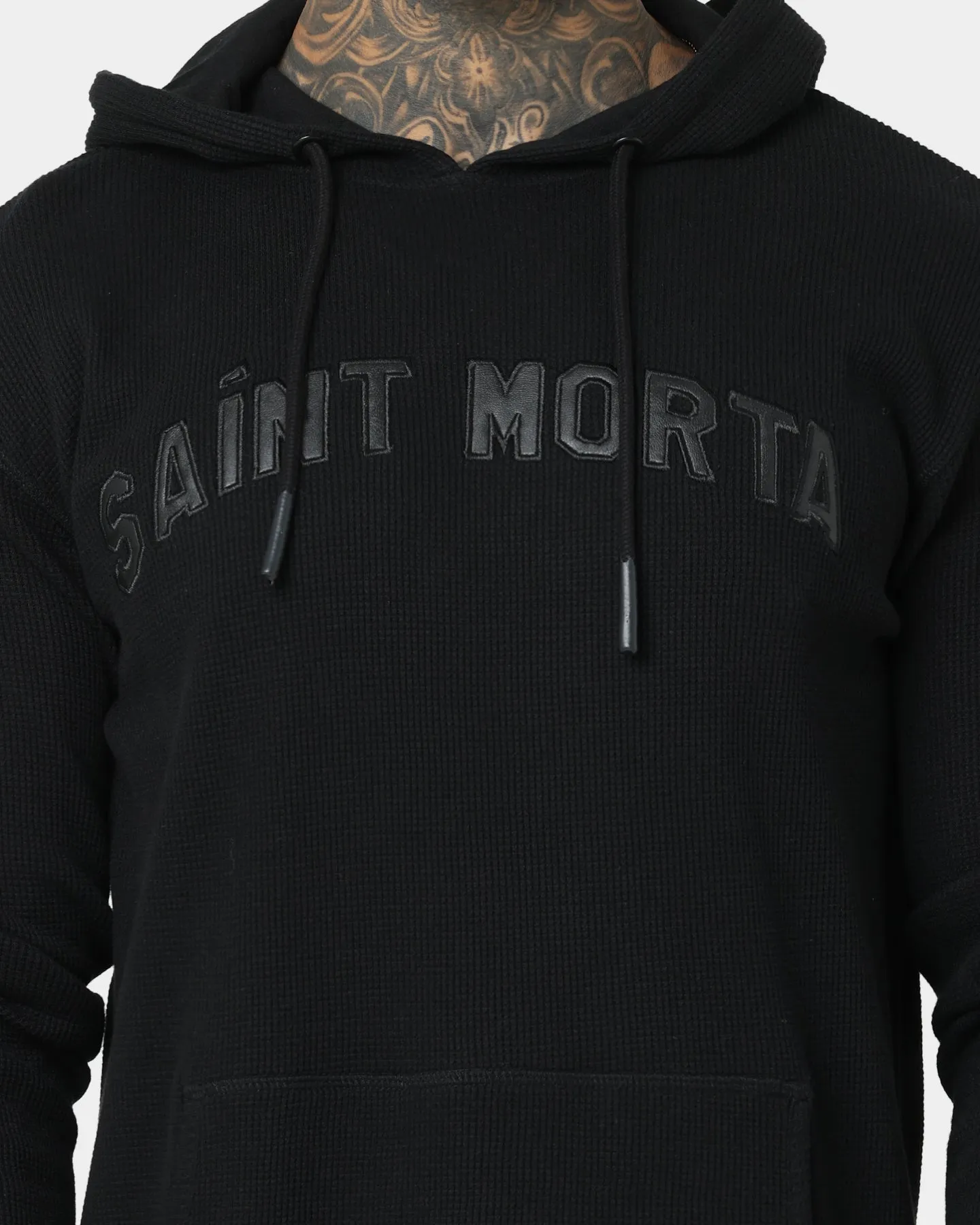 Saint Morta Kingdom Waffle Hoodie Black