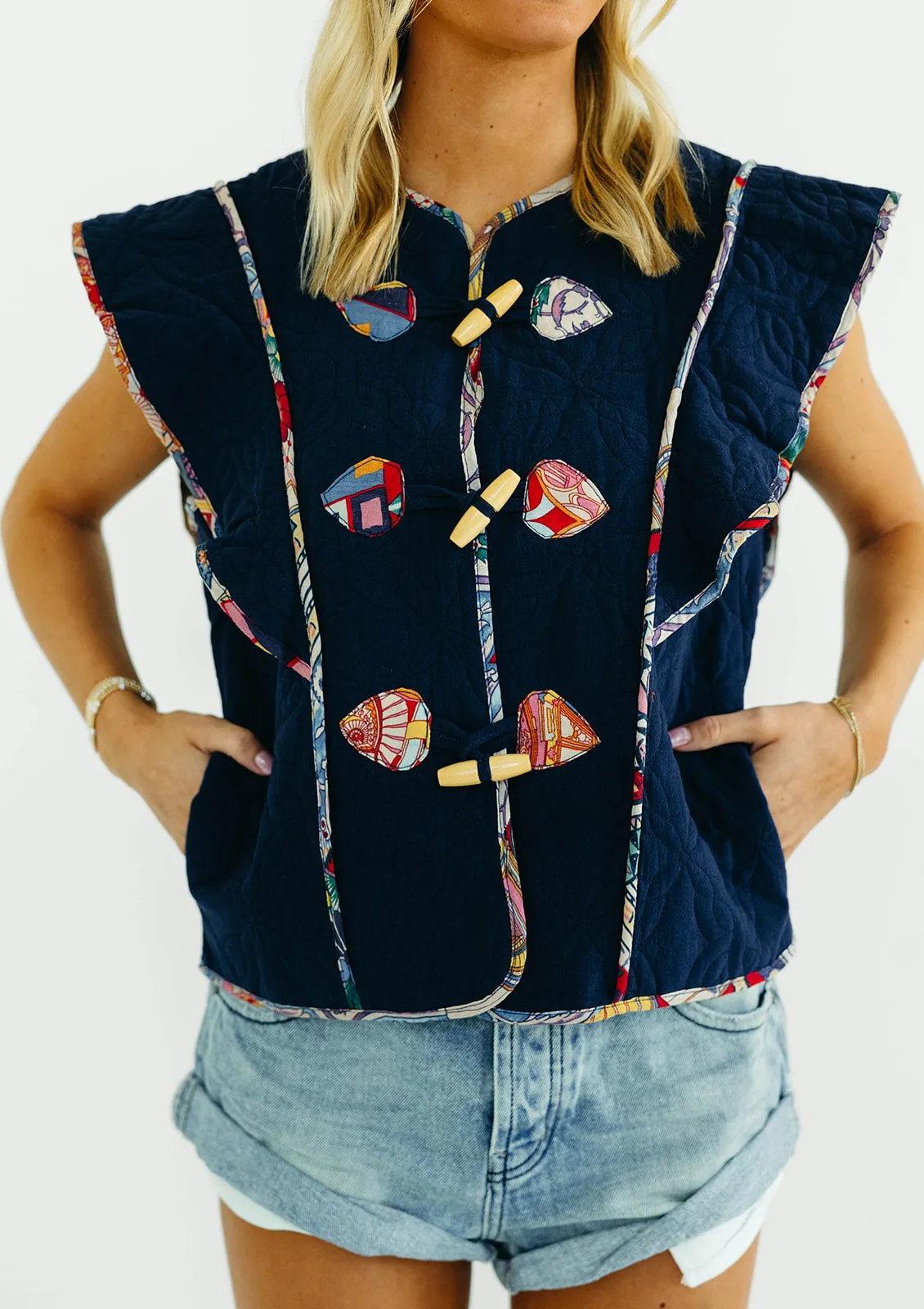 Sandra Quilted Vest - Navy