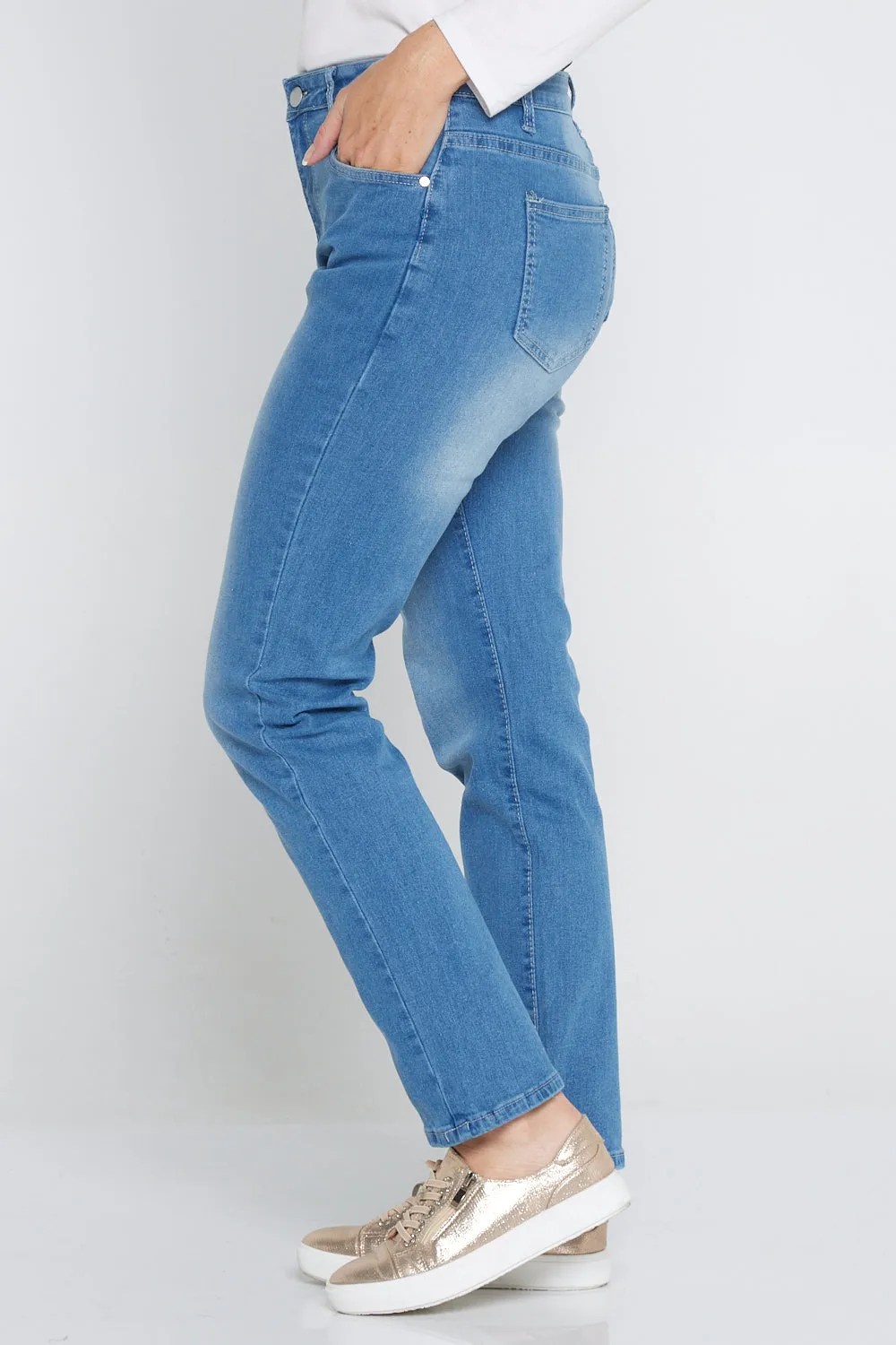 Savannah Cotton Jeans - Mid Denim