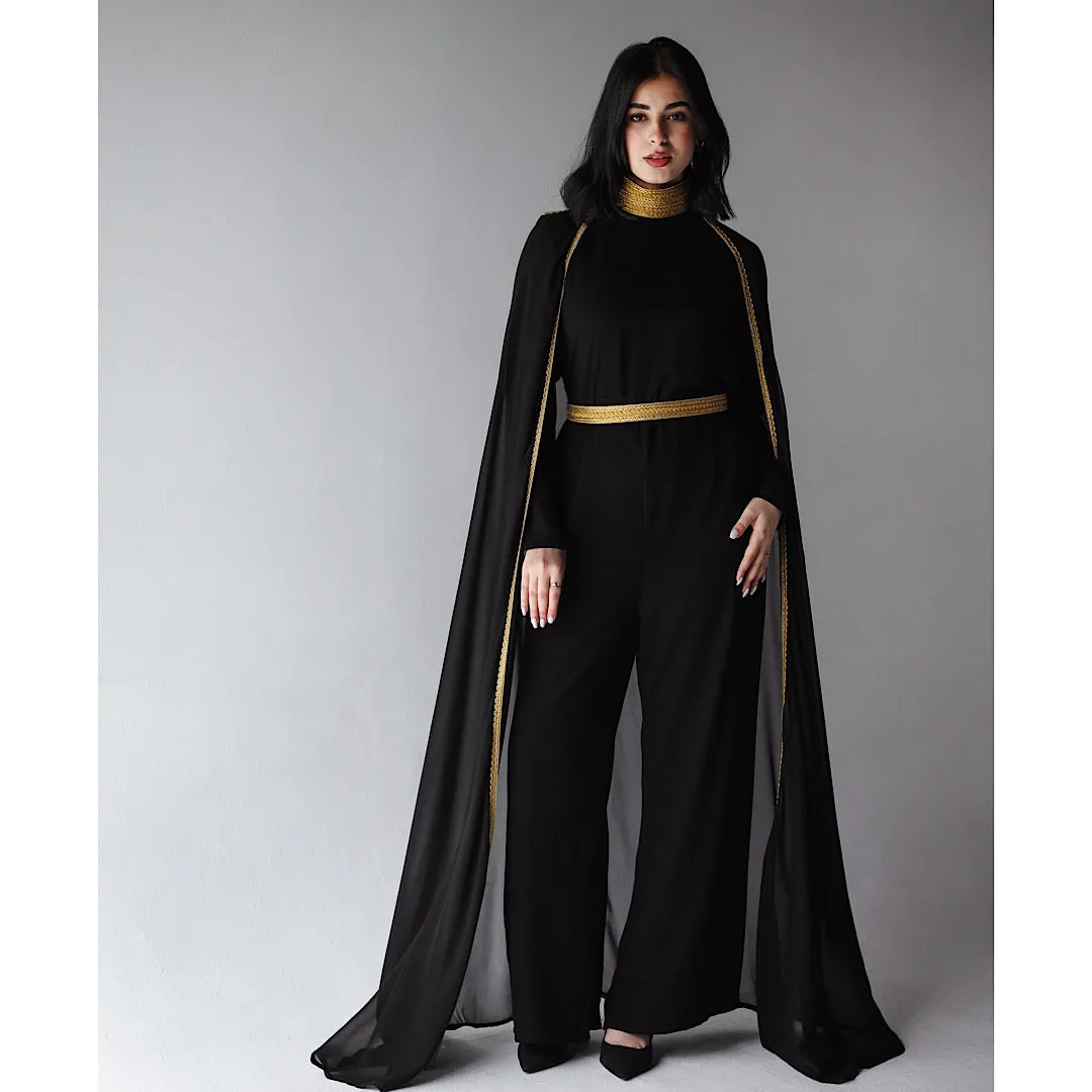 Set of jumpsuit & embroidered cape