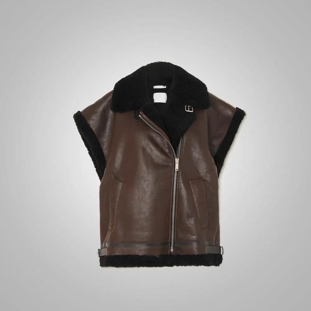 Sheepskin Leather Vest Women