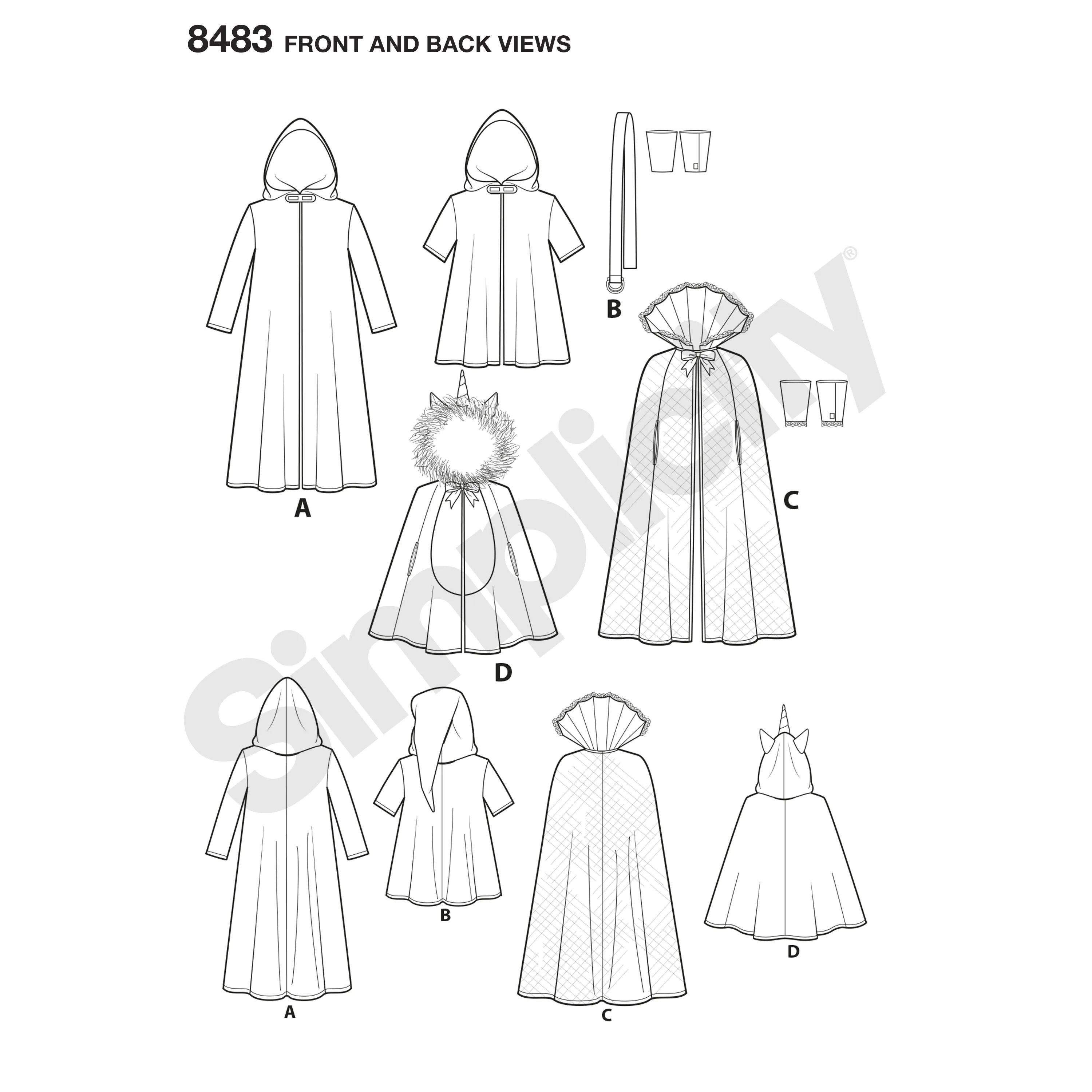 Simplicity Pattern 8483 Childs Cape Costumes