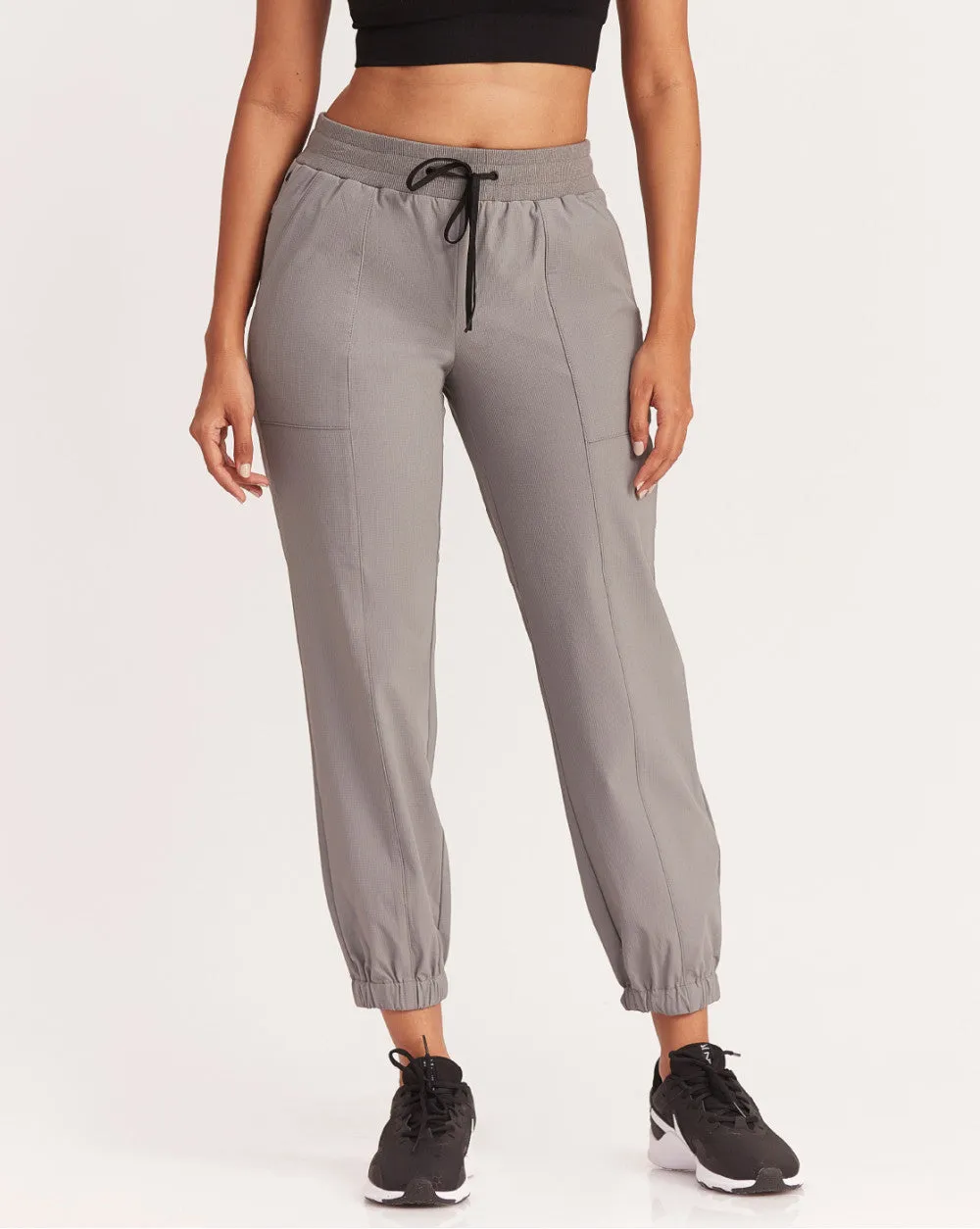 Slim Fit Ripstop Joggers - Grey