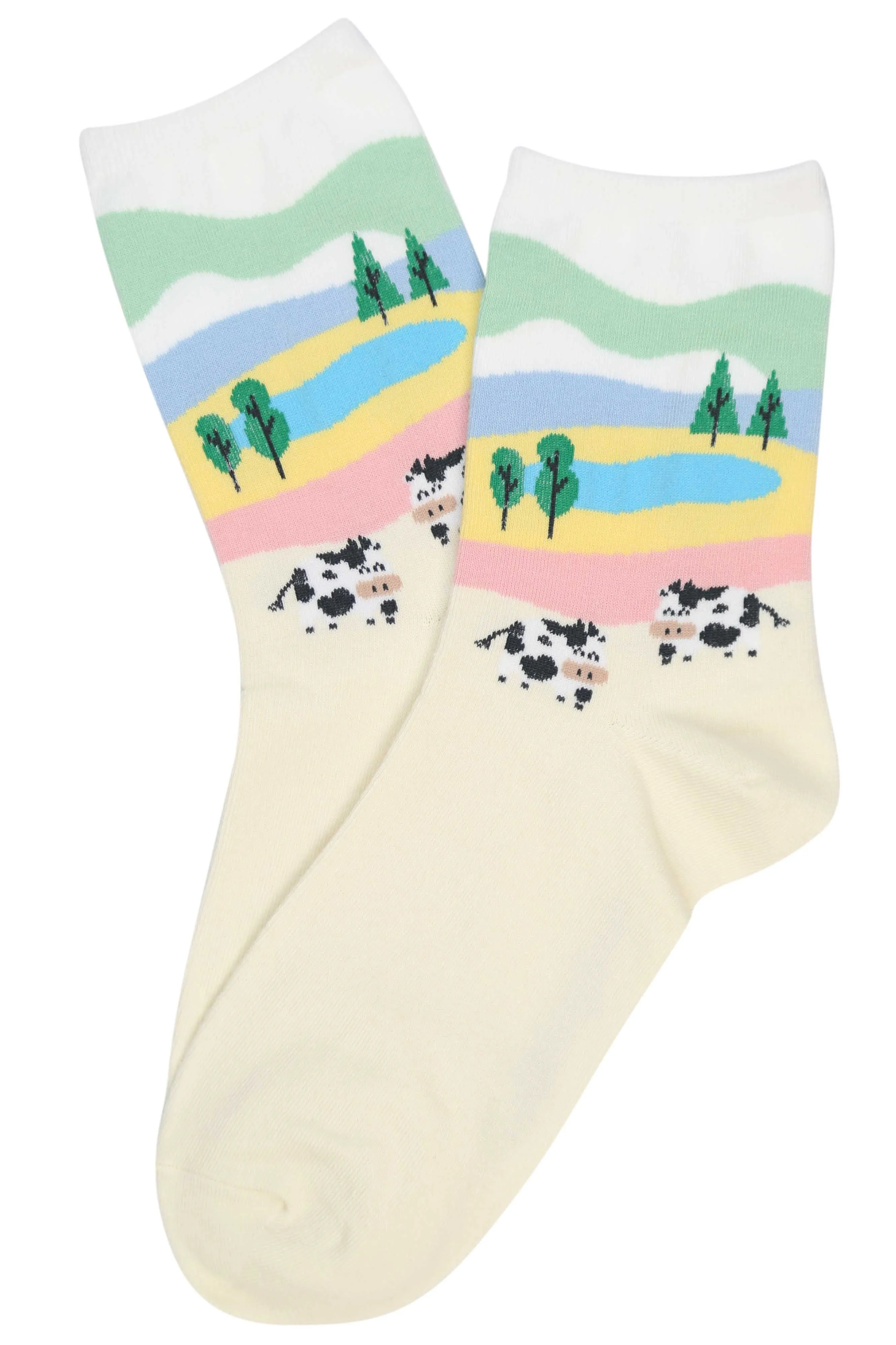 Small Town Cotton Socks Cream