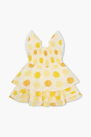 Smocked Ruffle Dress_Sunflower Burst