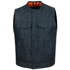 SOA Cut off Black Denim Mens Womens Biker Vest Motorcycle Waistcoat