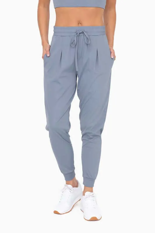 Solid Four-way Stretch Pleated Front Joggers