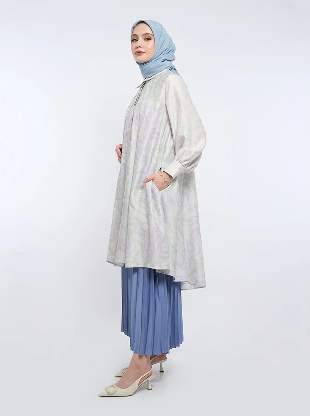 SORA PLEATED TUNIC ARCTIC