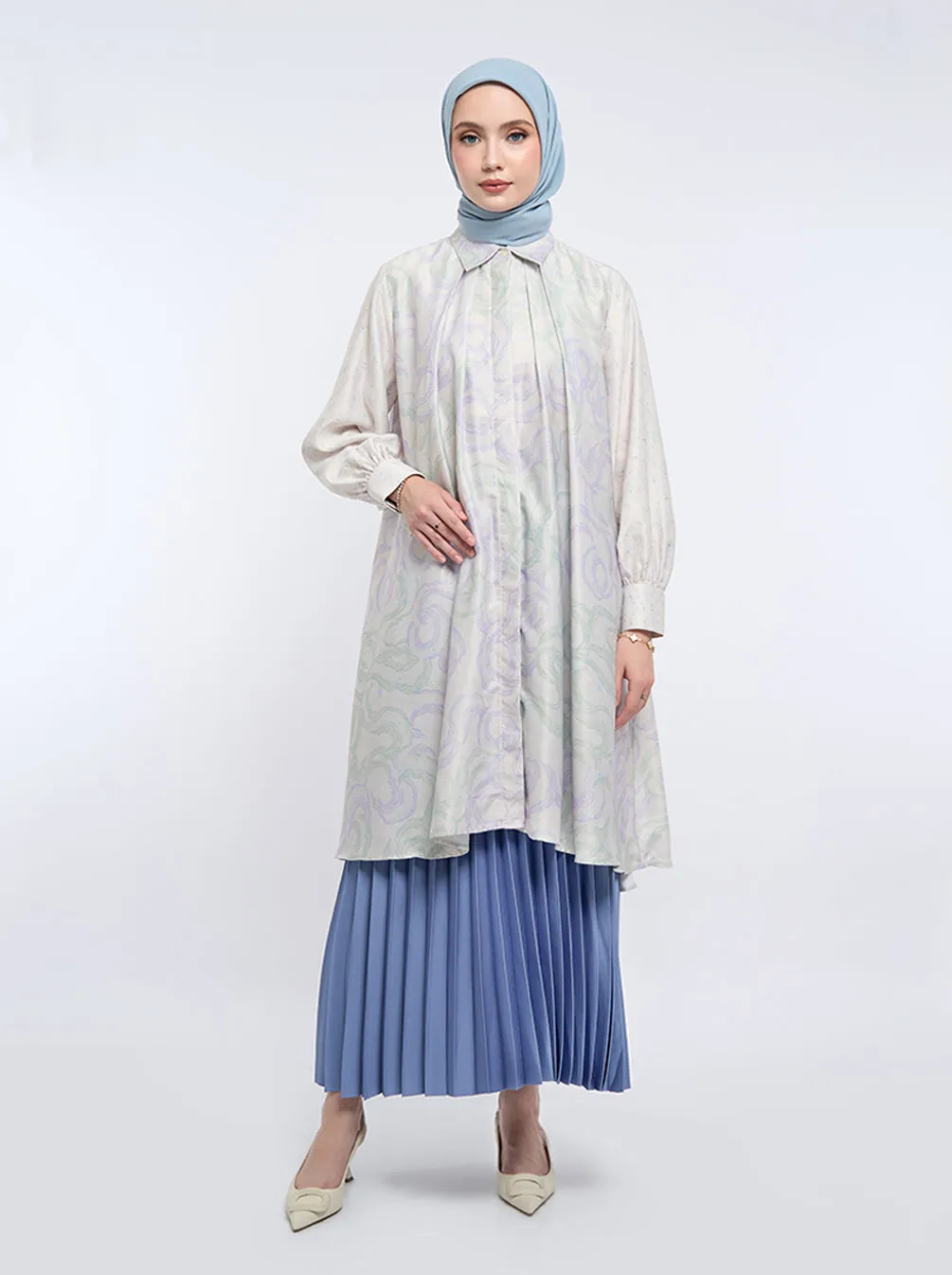 SORA PLEATED TUNIC ARCTIC