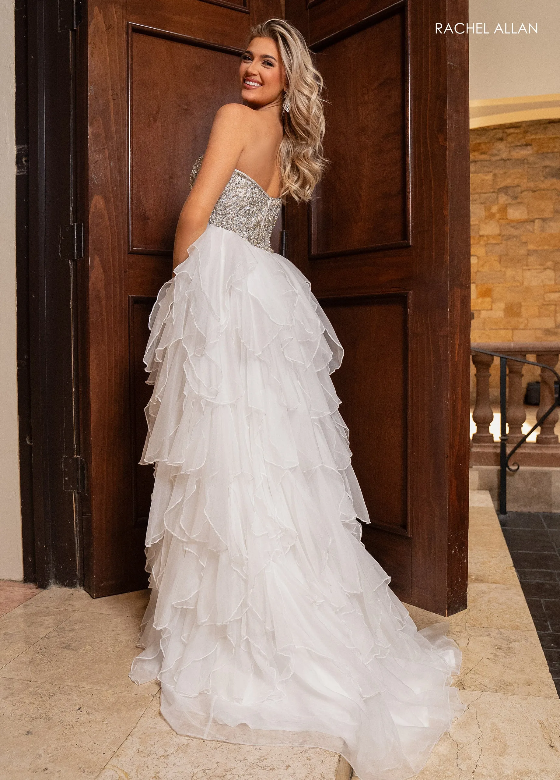 Strapless A-line Ruffled Gown by Rachel Allan 70788