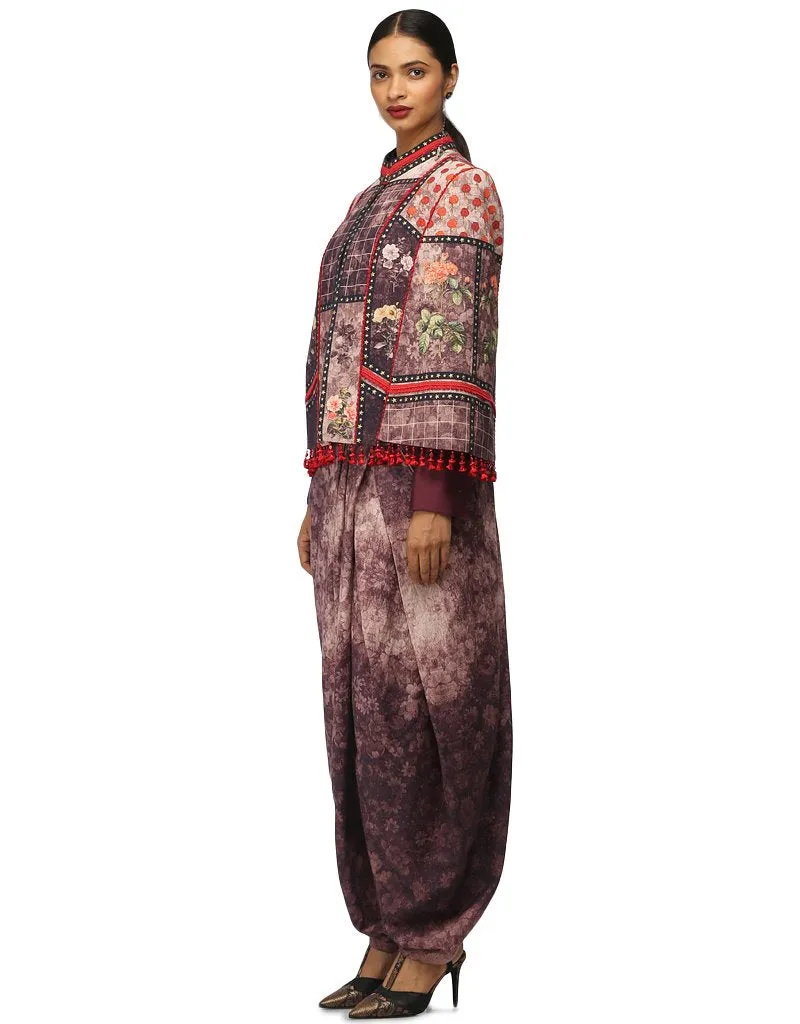 Structured Khadi Cape- Aubergine