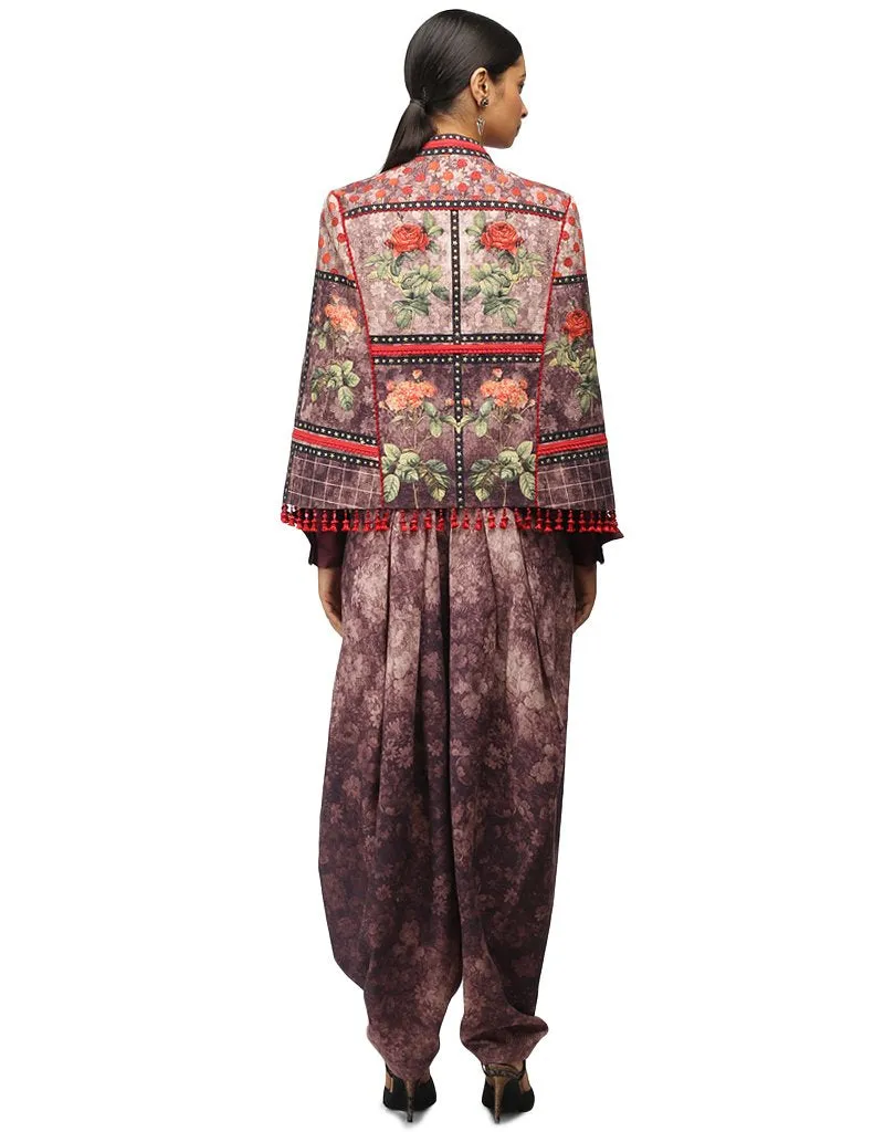 Structured Khadi Cape- Aubergine