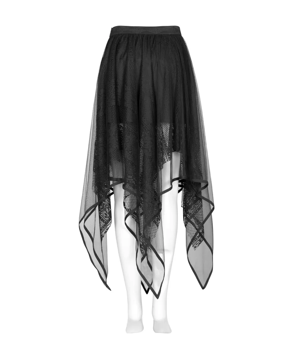 Stylish Black Gothic Layered Mesh and Lace Skirt