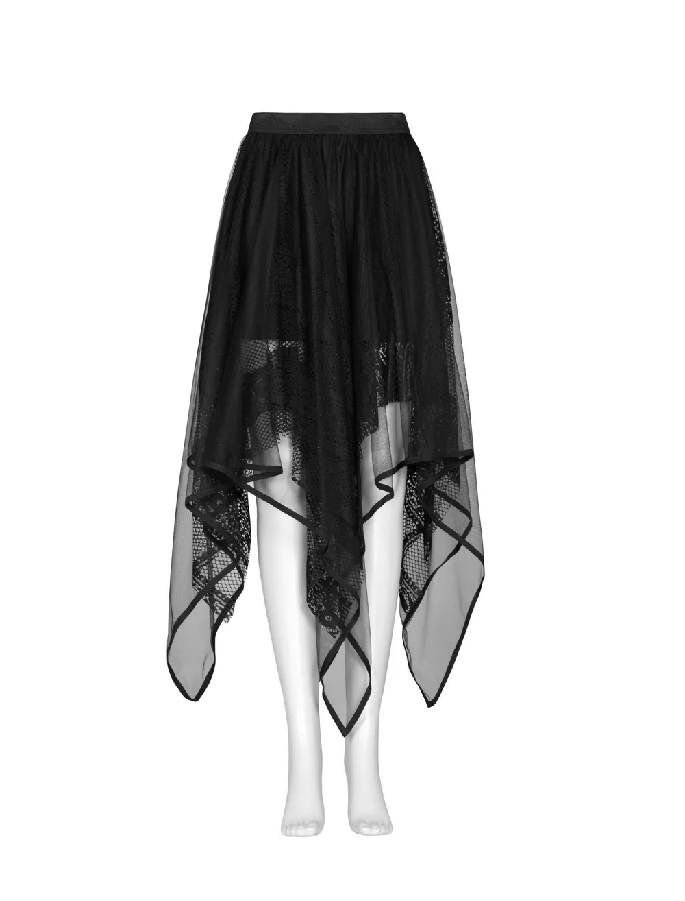 Stylish Black Gothic Layered Mesh and Lace Skirt