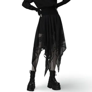 Stylish Black Gothic Layered Mesh and Lace Skirt