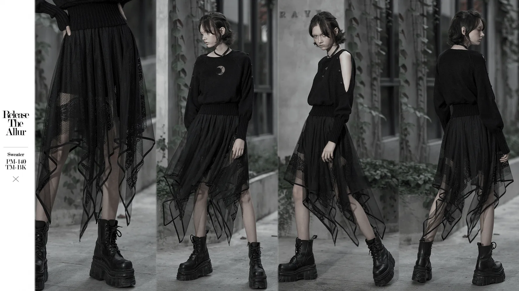 Stylish Black Gothic Layered Mesh and Lace Skirt