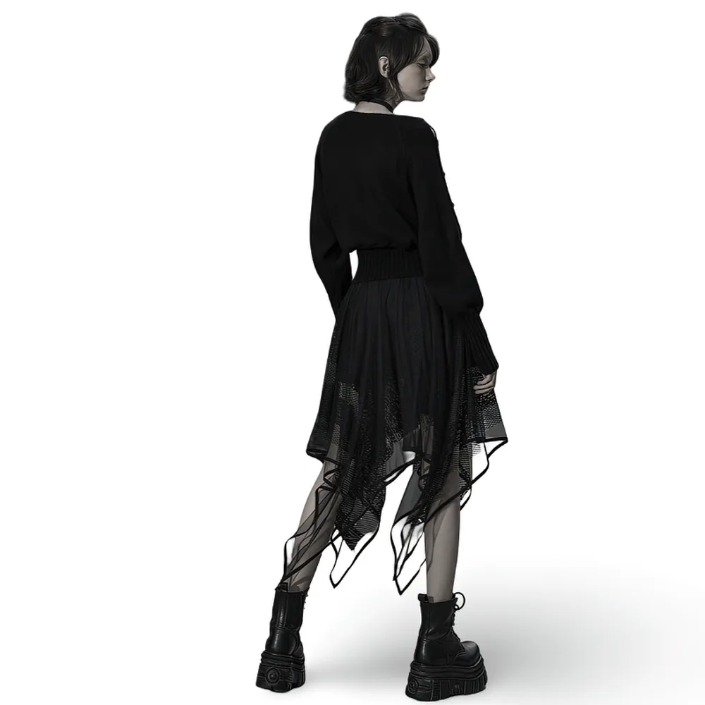 Stylish Black Gothic Layered Mesh and Lace Skirt