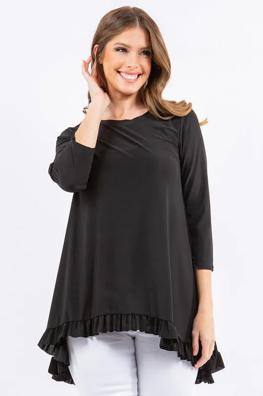 Sweet Lady Solid Tunic Top - Black/ Off White/ Pink