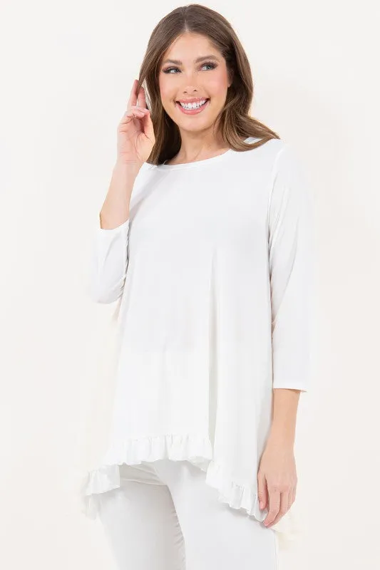 Sweet Lady Solid Tunic Top - Black/ Off White/ Pink