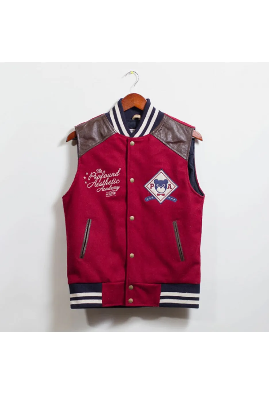 The Academy Varsity Vest: Burgundy