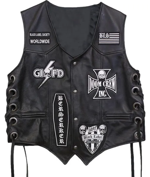 The Black Label Society Black Leather Vest