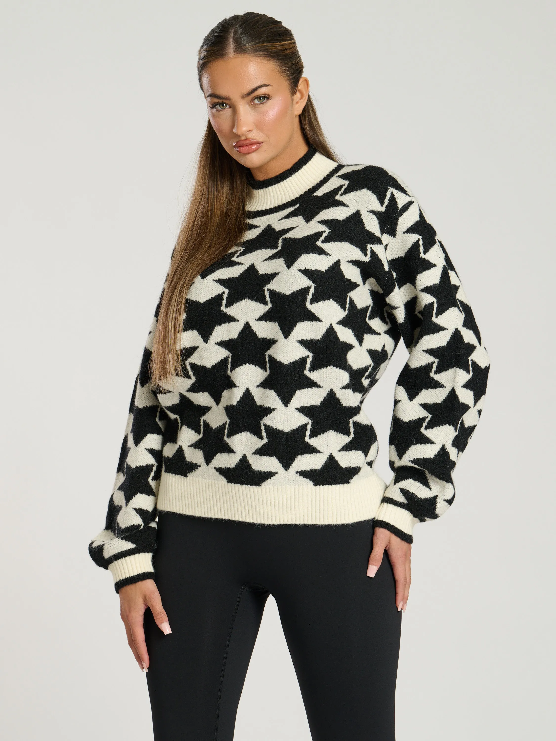 The 'Marshmallow' Star Knitted Monochrome Jumper