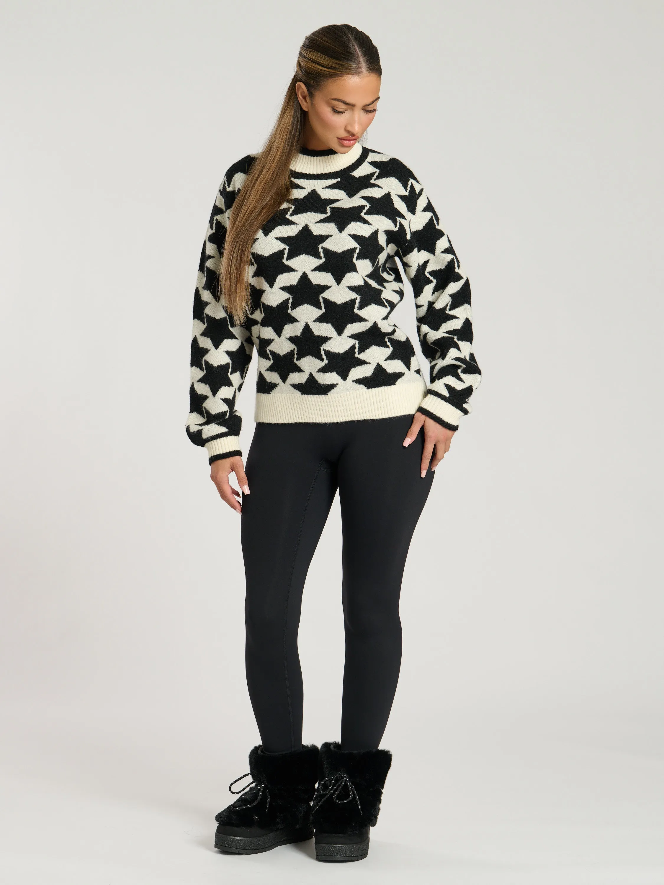 The 'Marshmallow' Star Knitted Monochrome Jumper