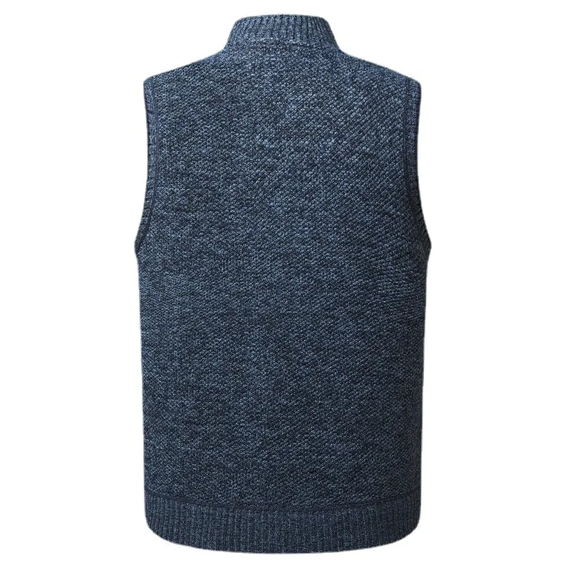 Thick Fleece Knitted Casual Sweater Vest For Men