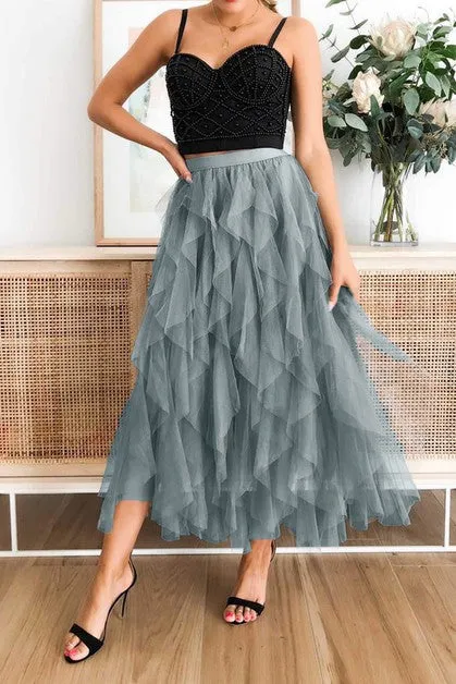 Tulle Tulle Tiered Maxi Skirt