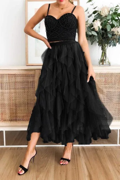 Tulle Tulle Tiered Maxi Skirt