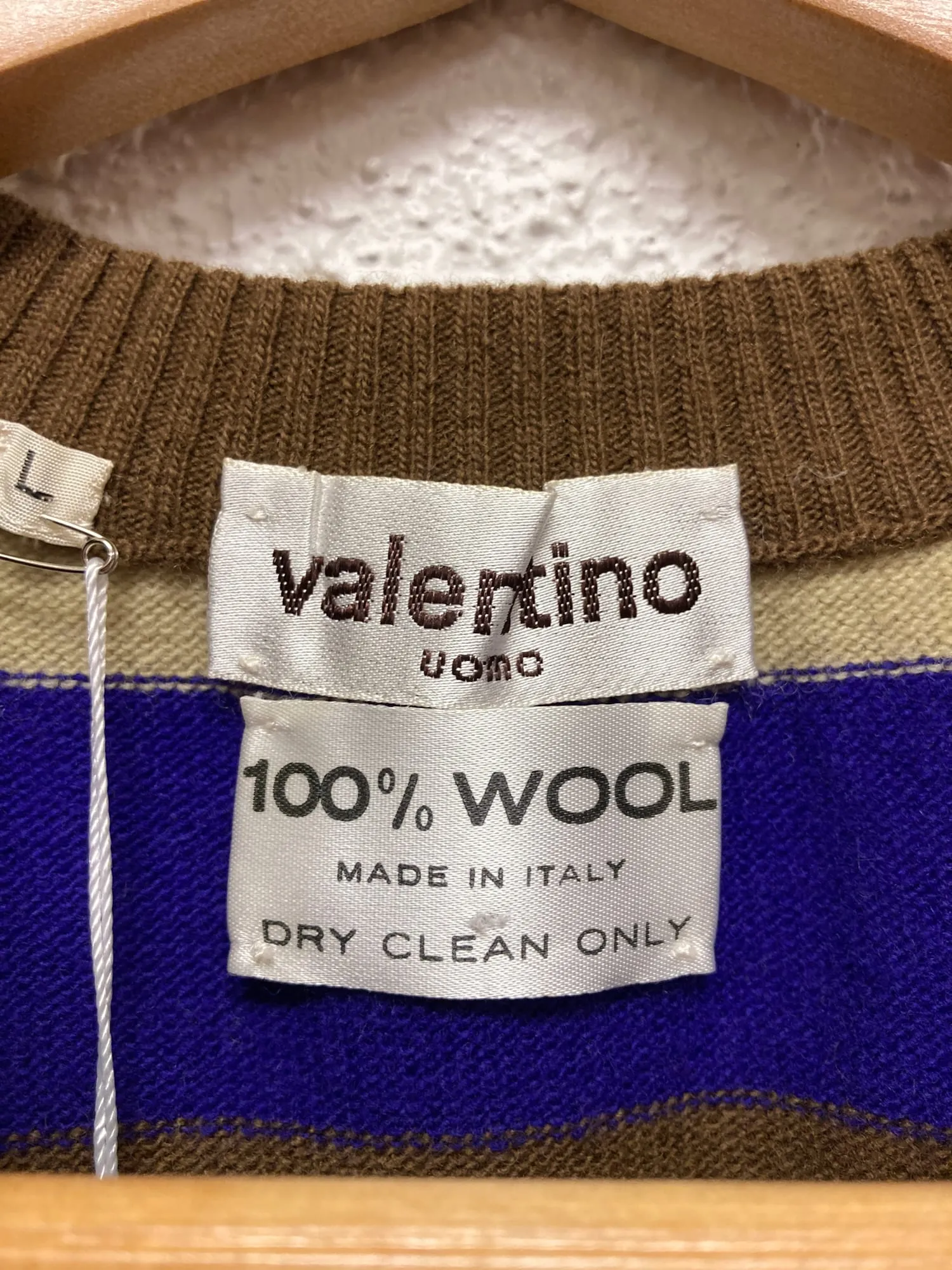 Valentino Uomo 1980s striped brown beige purple wool knitted vest - S M L