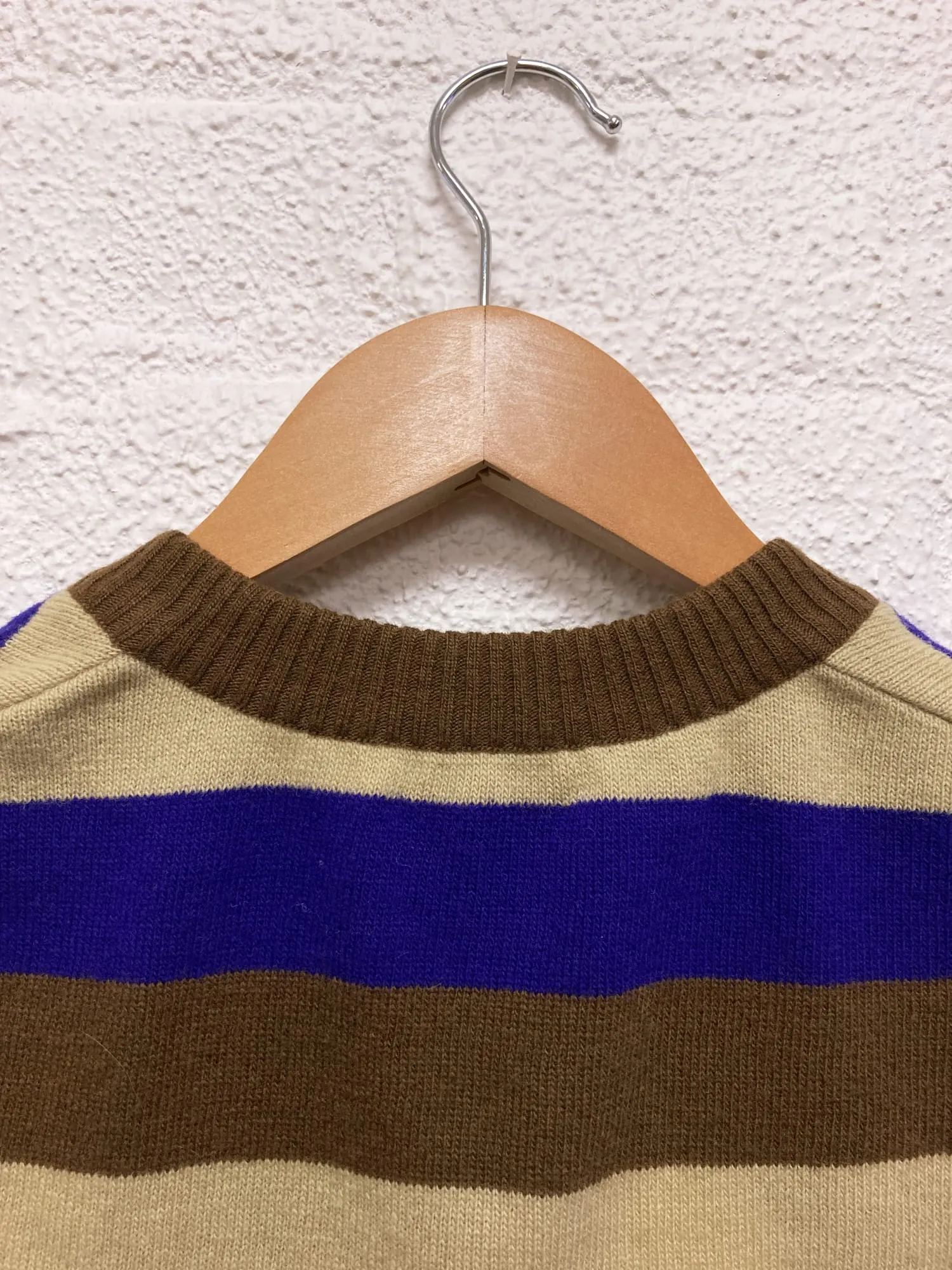 Valentino Uomo 1980s striped brown beige purple wool knitted vest - S M L