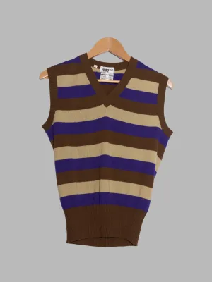 Valentino Uomo 1980s striped brown beige purple wool knitted vest - S M L