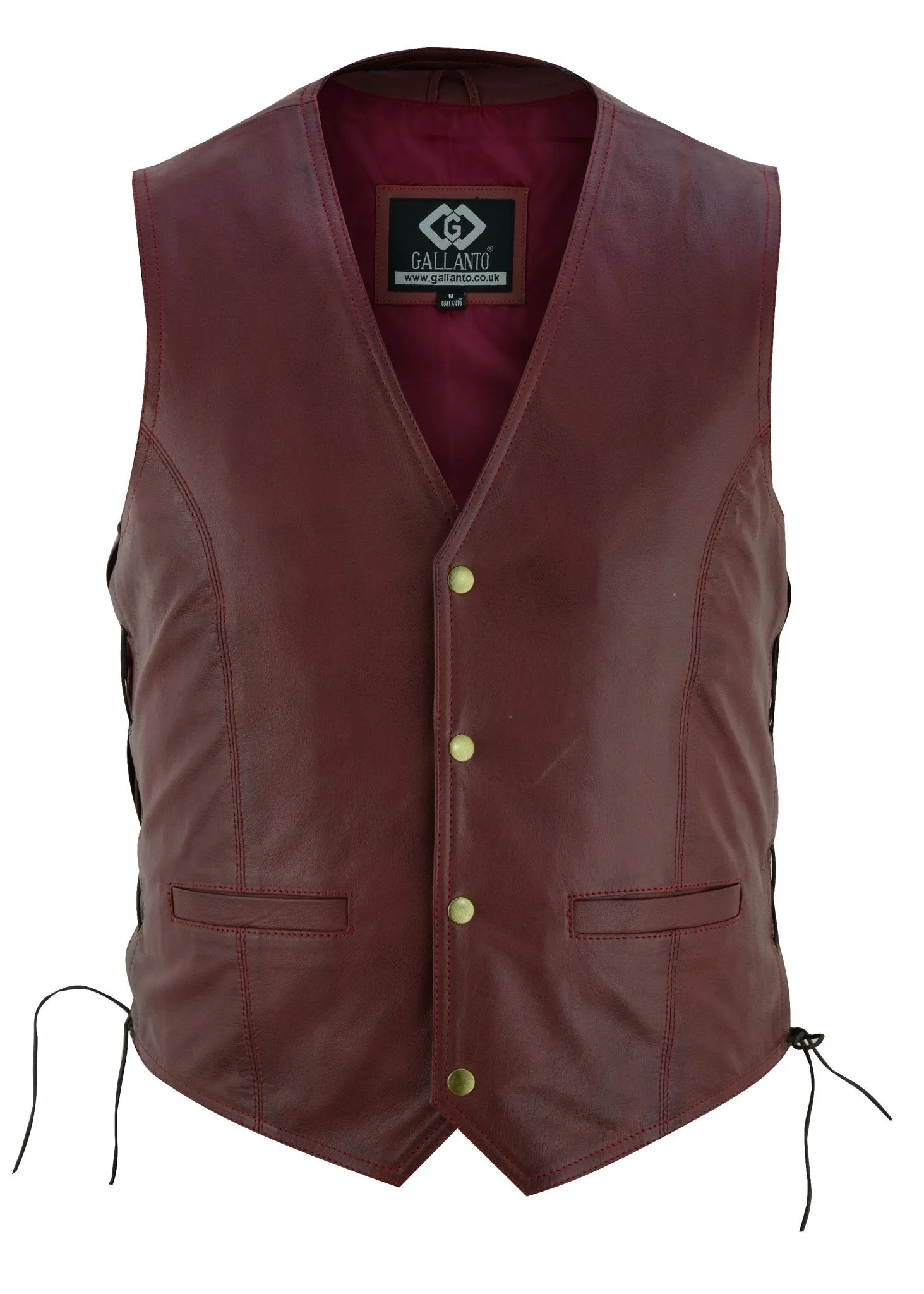 Vintage Brown Side Lace Biker Leather Waistcoat Vest